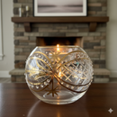 Egyptian Hand Blown Glass Tea Light Holder - Green & Clear Glass