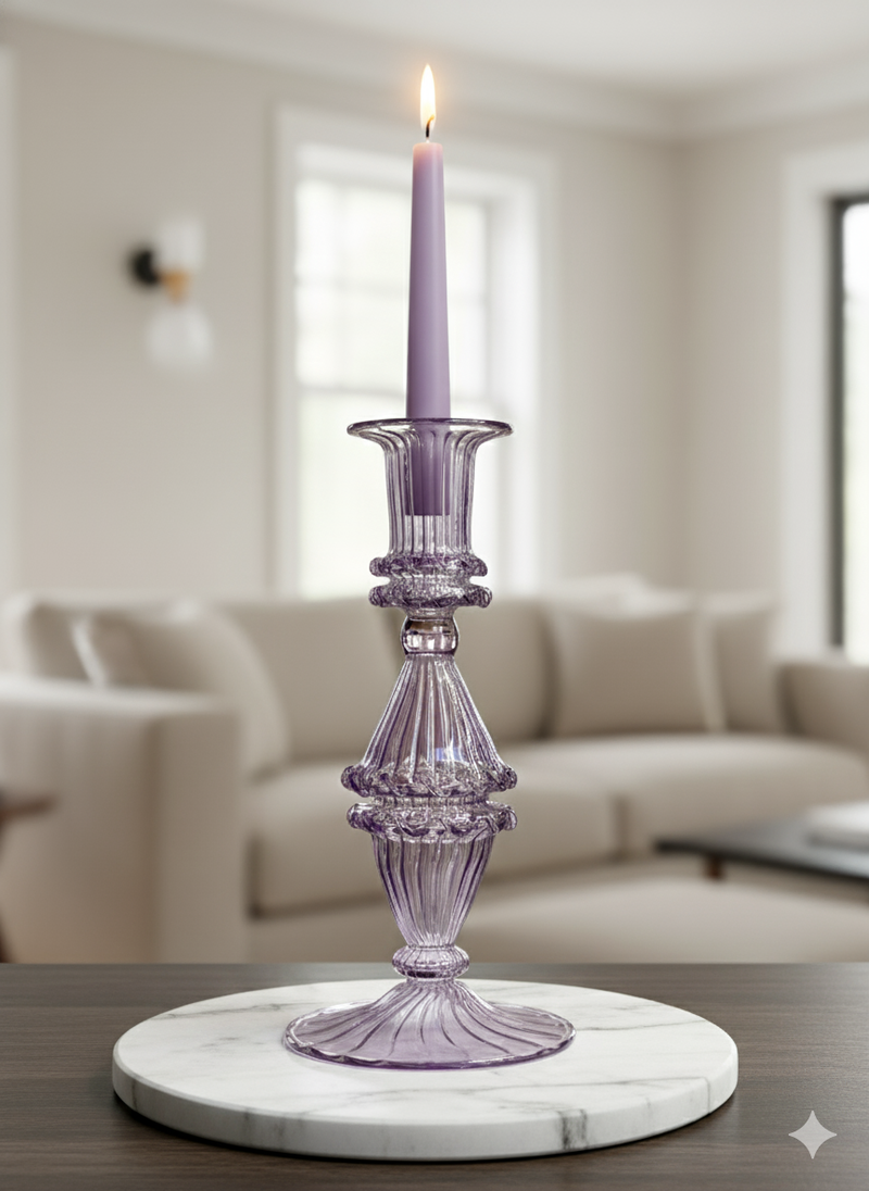 Handblown Gems Swirl Glass Candle Holders