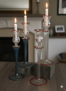 Handblown Vintage Lanky Swirl Glass Holders - Set of 2