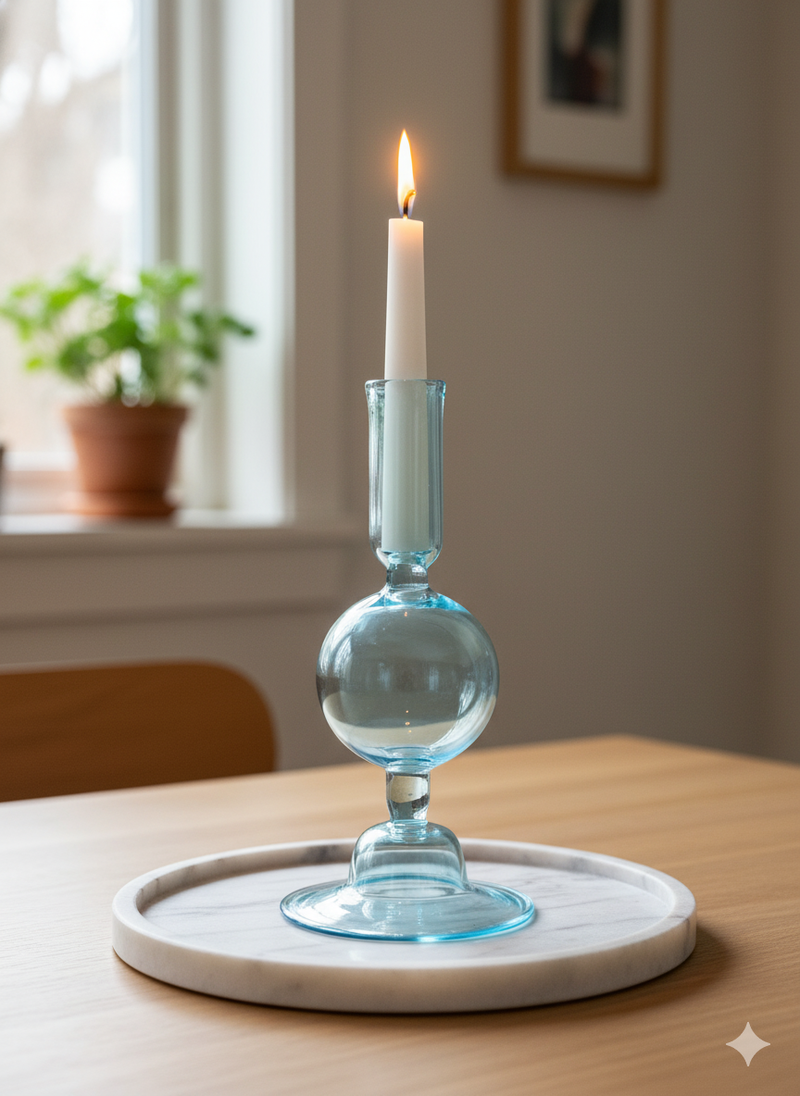 Handblown Globe Design Candle Holder