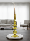 Egyptian Handblown Fear/Globe Swirl Glass Candle Stick