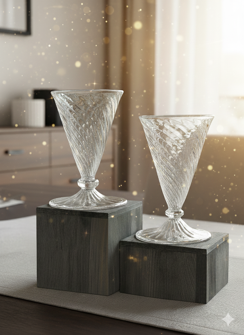 Egyptian Handblown Modern Drinking Swirl Glass  (Set of 2)