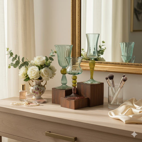 The Majestic Green & Olive Goblet Swirl Glass (Set of 3)