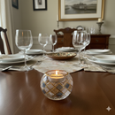 Egyptian Hand Blown Glass Tea Light Holder - Blue & Clear Glass