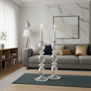 Handblown Pebble Candle Stick Holders Clear Iridescent Set of 2