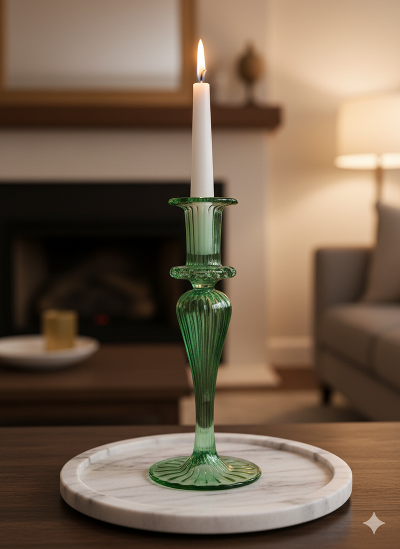 Handblown Funnel Swirl Candle Holders Organic Colors