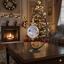 Handmade Egyptian Blown Glass Ornament: Multicolor Ceramic Globe, 14k Gold Accents