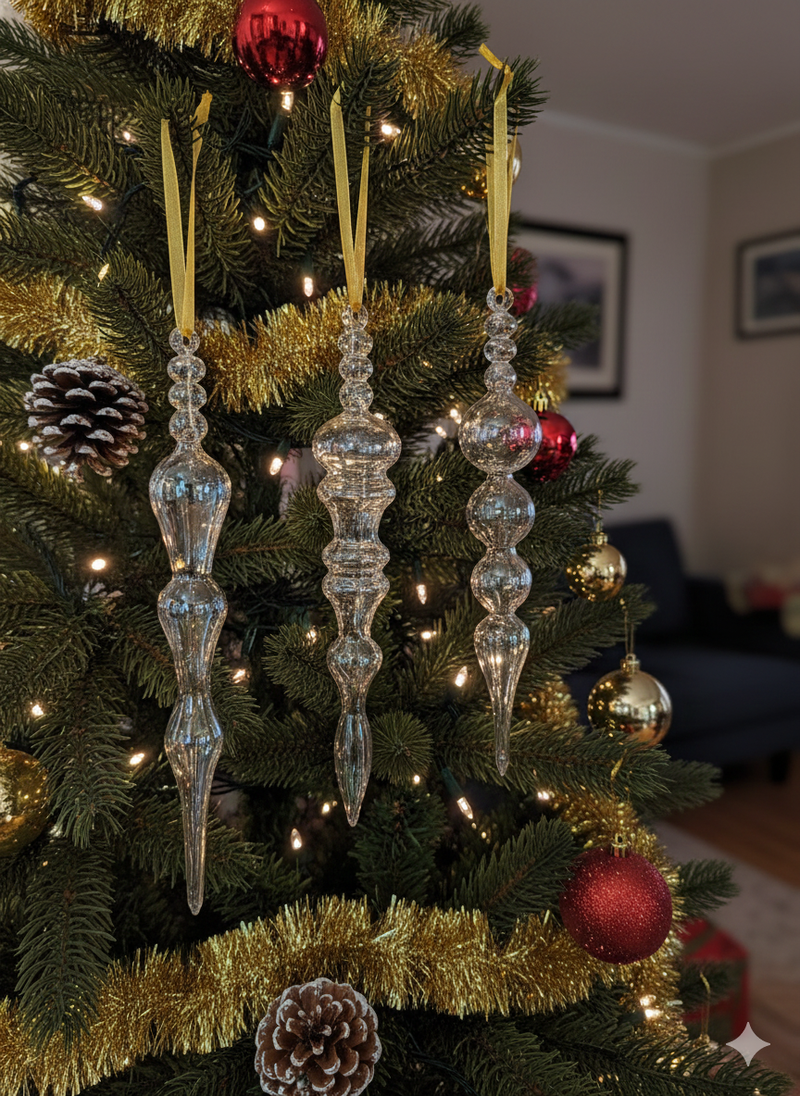 Crystal Multi Shape Ornament - Egyptian Handblown Glass Set of 3