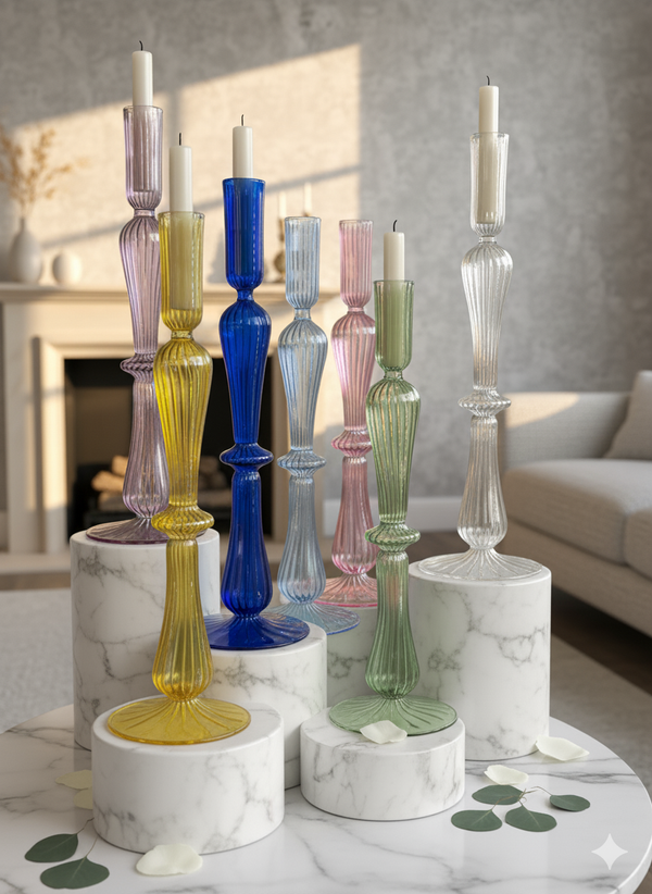 Egyptian Handblown Flute Candle Holders