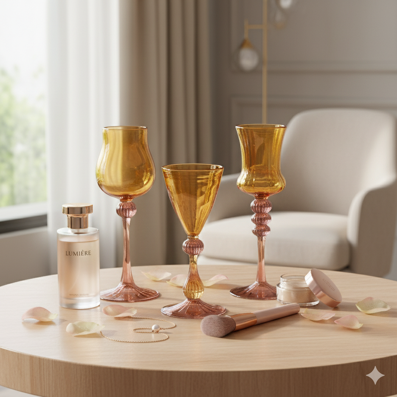 The Majestic Orange & Brownish Goblet Swirl Glass (Set of 3)