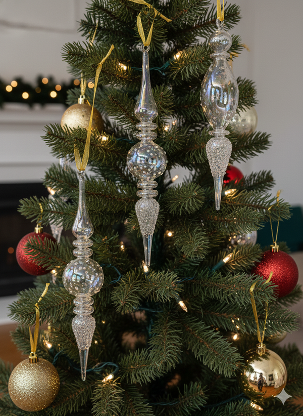 Long Hand Blown Iridescent Glass Scepter - Set of 3