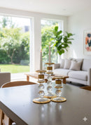 Handblown Quartz Gold Candle Holders Set of 3