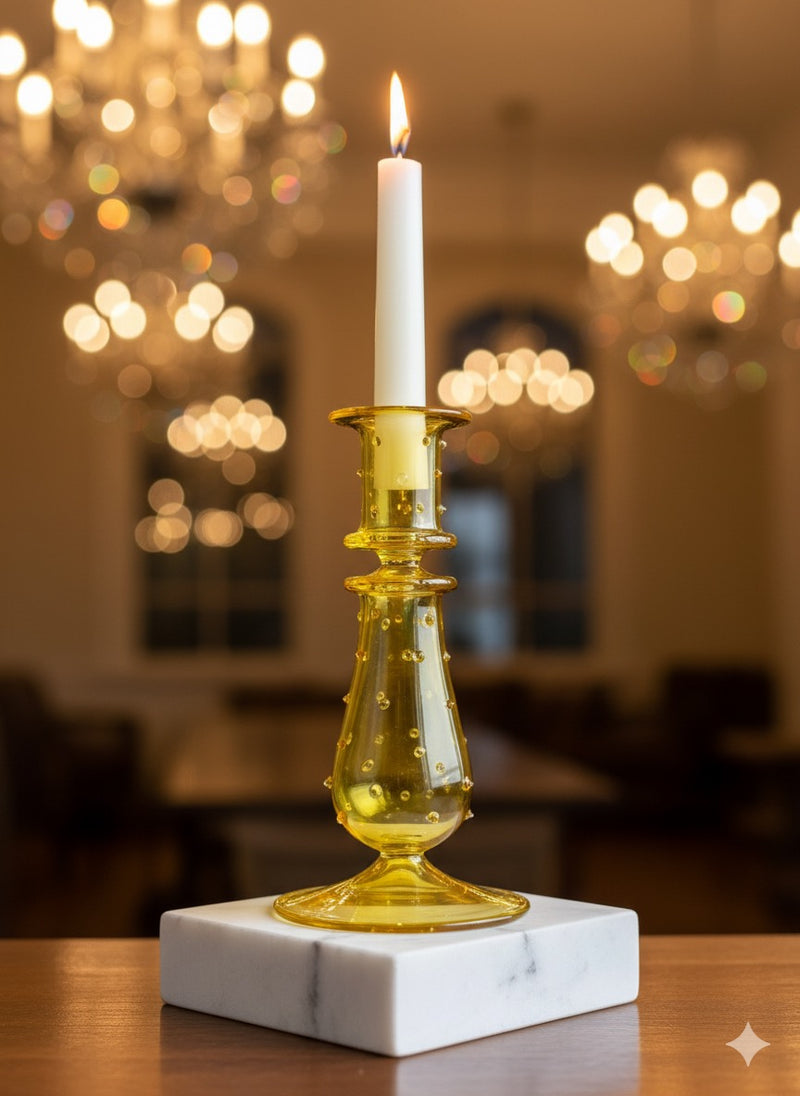 Handblown TearDrop w/ Glass Dots Candle Holders