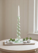 Handblown Tall Puffed Swirl Glass Candle Stick