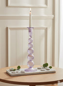 Handblown Tall Puffed Swirl Glass Candle Stick