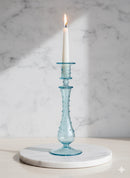 Handblown Curved Teardrop w/ Dots Design Candle Holder