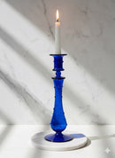 Handblown Curved Teardrop w/ Dots Design Candle Holder