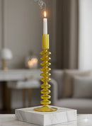 Handblown Large  Accordion Swirl Glass Candle Holders