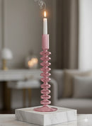 Handblown Large  Accordion Swirl Glass Candle Holders