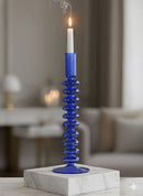 Handblown Large  Accordion Swirl Glass Candle Holders