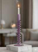 Handblown Large  Accordion Swirl Glass Candle Holders