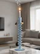 Handblown Large  Accordion Swirl Glass Candle Holders