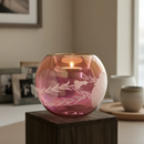 Egyptian Hand Blown Etched Glass Tea Light Holder - Holiday Decor.