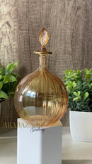 Hand Blown Glass Perfume Bottle: Egyptian Swirl Design, 14K Gold Trim