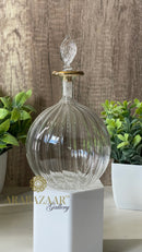 Hand Blown Glass Perfume Bottle: Egyptian Swirl Design, 14K Gold Trim