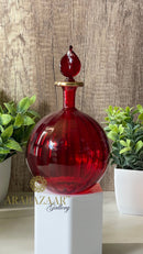 Hand Blown Glass Perfume Bottle: Egyptian Swirl Design, 14K Gold Trim