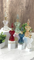 Handblown Glass Perfume Bottle: Swirl Design, 14K Gold Trim