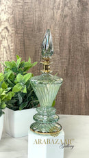 Handblown Glass Perfume Bottle: Swirl Design, 14K Gold Trim