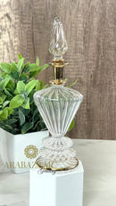 Handblown Glass Perfume Bottle: Swirl Design, 14K Gold Trim