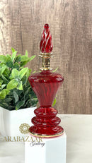 Handblown Glass Perfume Bottle: Swirl Design, 14K Gold Trim