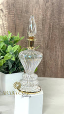 Handblown Glass Perfume Bottle: Swirl Design, 14K Gold Trim