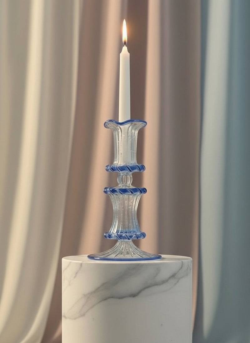 Arch Wedge Handblown Swirl Glass Candle Holders - Arabazaar