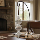 Handmade Swirl Glass Globe/Sphere End W/Teardrop Ornament.