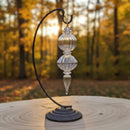 Handmade Swirl Glass Globe/Sphere End W/Teardrop Ornament.