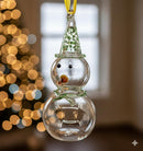 Egyptian Hand Blown Glass Snowman Ornament, Whimsical Snowman Christmas Ornament, Artisan Glass Tree Decoration, Holiday Gift
