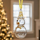 Egyptian Hand Blown Glass Snowman Ornament, Whimsical Snowman Christmas Ornament, Artisan Glass Tree Decoration, Holiday Gift