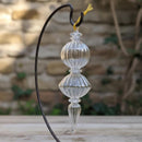 Handmade Swirl Glass Globe/Sphere End W/Teardrop Ornament.