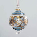 Hand Blown Glass Geometric Lattice Globe Ornament, Starburst Diamond Christmas Ornament, Egyptian Artisan Glass, 14K Gold Accents