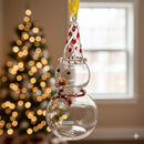 Egyptian Hand Blown Glass Snowman Ornament, Whimsical Snowman Christmas Ornament, Artisan Glass Tree Decoration, Holiday Gift