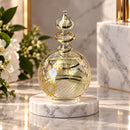 Egyptian Hand Blown Glass Perfume Bottle, Round Globe Bottle with Geometric Lattice Design, Decorative Fragrance Oil Bottle, Vanity Decor