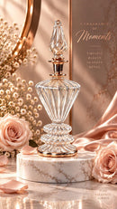 Egyptian Hand Blown Glass Perfume Bottle, Ribbed Diamond Shape, Twisted Teardrop Stopper, Artisan Fragrance Oil Bottle, Vanity Decor