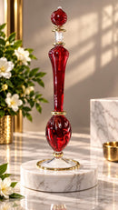 Egyptian Hand Blown Glass Perfume Bottle, Tall Slender Amphora Shape, Sculpted Oval Base, Round Stopper, Artisan Fragrance Oil Bottle