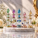 Set of 5 Egyptian Hand Blown Glass Perfume Bottles, Assorted Swirl Design Mini Bottles, 14K Gold Accent Decorative Collectible Gift