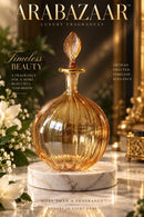 Egyptian Hand Blown Glass Perfume Bottle, Ribbed Round Globe Bottle, Teardrop Stopper, Artisan Fragrance Oil Bottle, Luxury Vanity Decor