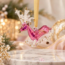 Hand Blown Glass Reindeer Ornament, Rocking Reindeer Christmas Ornament, Egyptian Handmade Glass, Artisan Holiday Tree Decoration