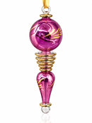 Hand Blown Glass Finial Ornament, Globe & Teardrop Drop Design, Egyptian Handmade Christmas Ornament, Artisan Glass Holiday Tree Decor
